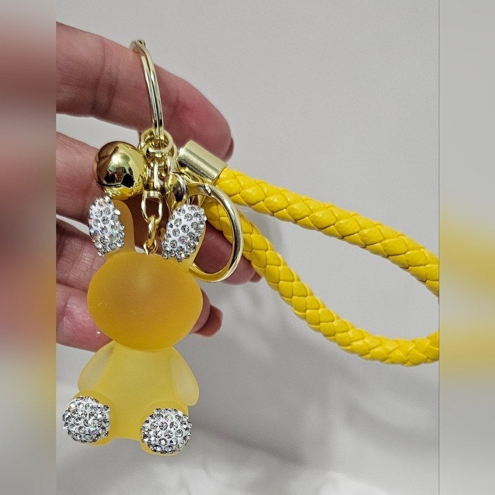 New Cute Yellow Crystal Adorned Bunny Keychain/Bag Accessories - Picture 2 of 3